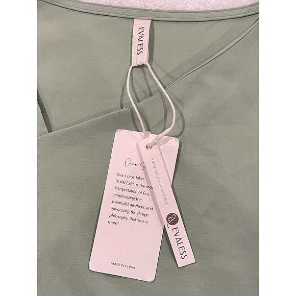 New! EVALESS Women's Casual Boho Olive Size Large L Blouse Dress Shirt Top NWT - Picture 4 of 6